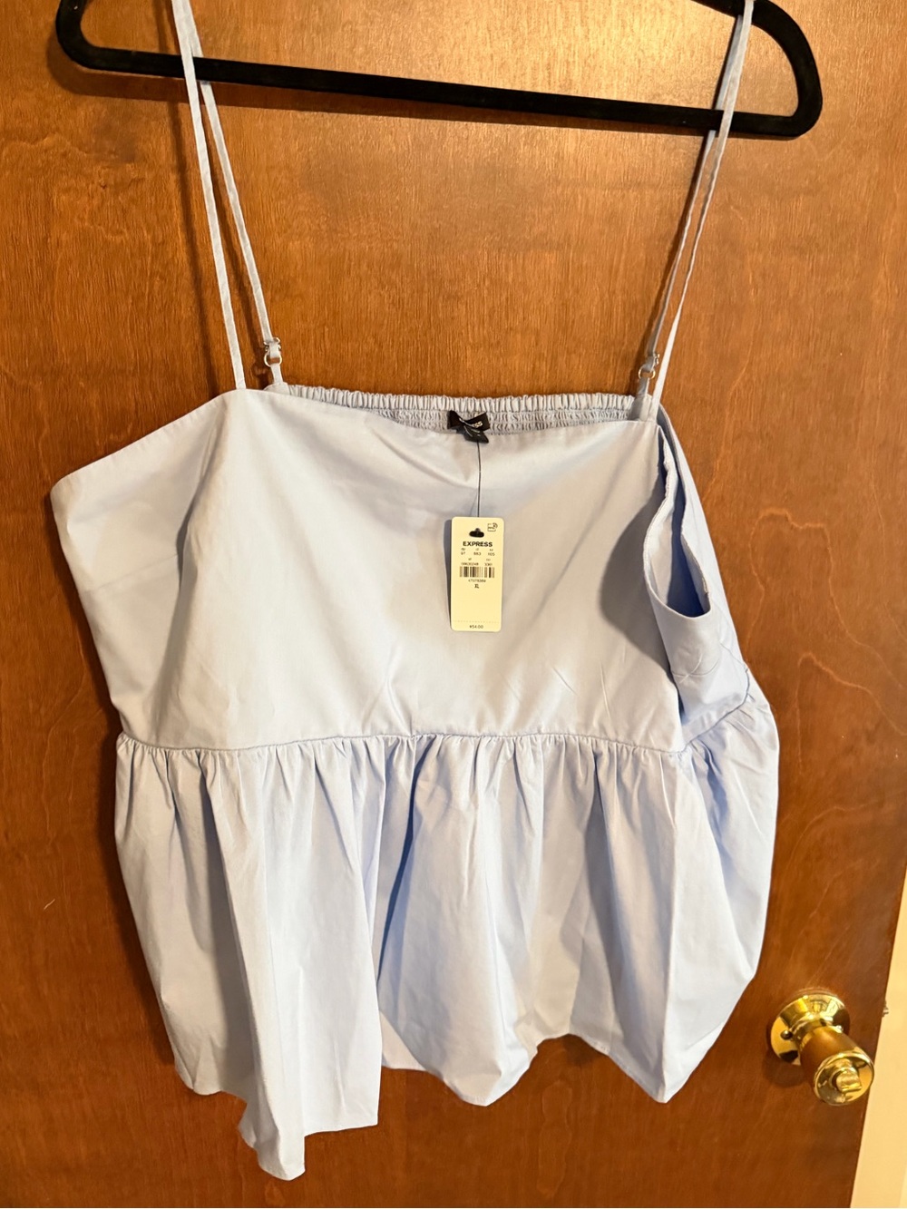 Express Light Blue Spaghetti Strap Peplum Camisole - Picture 4 of 5
